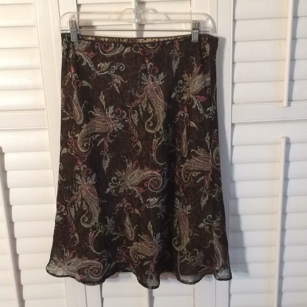 Brown Paisley Slip Skirt. 8P